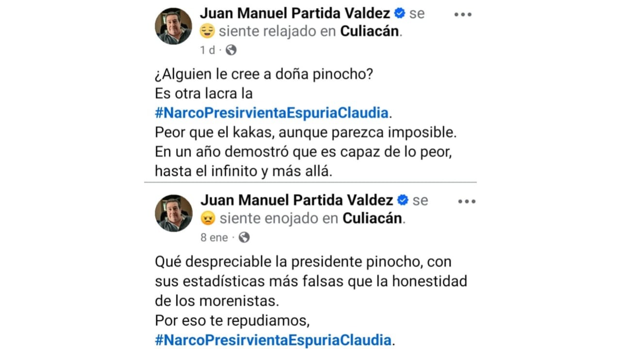 Juan Manuel Partida llama “lacra” a la presidenta Claudia, pero es un sinvergüenza